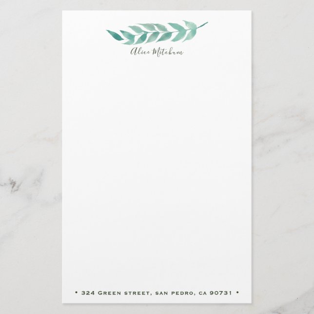 Watercolor Foliage ⎢Personalized Stationery (Front)