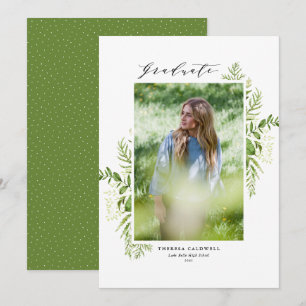 Watercolor Foliage Vertical Photo Graduation Announcement