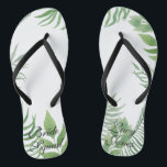 Watercolor Foliage Wedding Flip Flops<br><div class="desc">This design features luscious tropical watercolor green foliage with a modern and simplistic look. Coordinates with our Watercolor Foliage Wedding paper products and accessories. A great wedding favour for all the bridesmaids.</div>