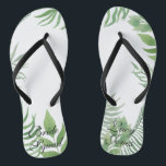 Watercolor Foliage Wedding Flip Flops<br><div class="desc">This design features luscious tropical watercolor green foliage with a modern and simplistic look. Coordinates with our Watercolor Foliage Wedding paper products and accessories. A great wedding favour for all the bridesmaids.</div>