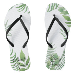 Watercolor Foliage Wedding Flip Flops