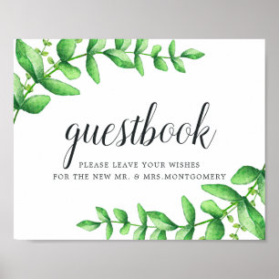 Watercolor Foliage Wedding Guestbook Sign