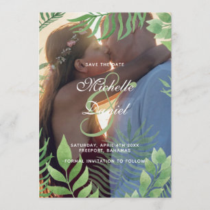 Watercolor Foliage Wedding Save The Date