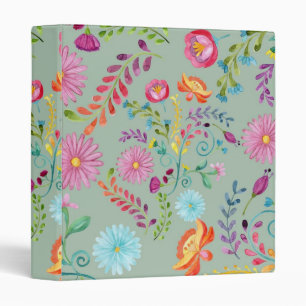 Watercolor Folk Flowers - Customizable Binder