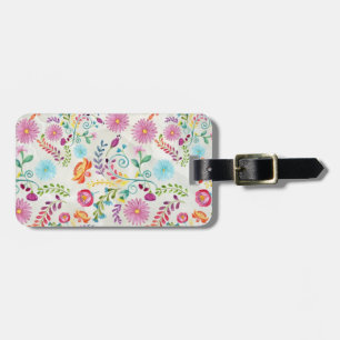Watercolor Folk Flowers - Customizable Luggage Tag
