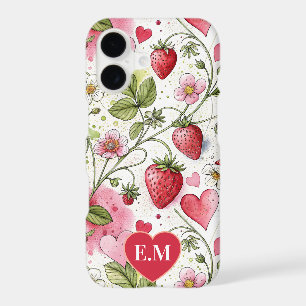 Watercolor Folk Strawberry & Hearts Vintage