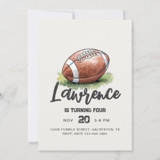 Watercolor Football Birthday Invitation 
