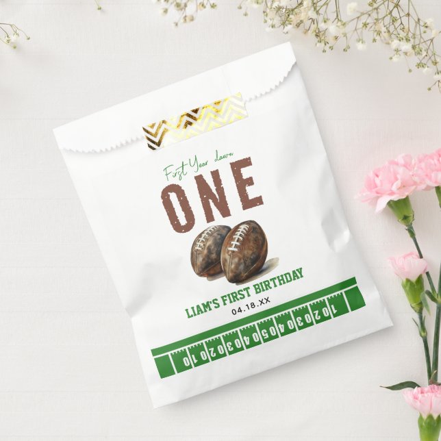 Watercolor Football First Year Down | 1st Birthday Favour Bag (Sealed)