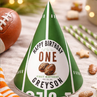 Watercolor Football First Year Down | 1st Birthday Party Hat