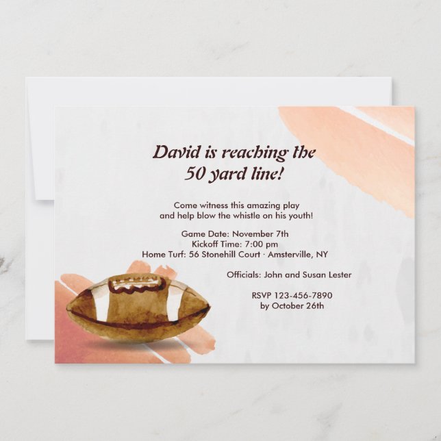 Watercolor Football Invitation (Front)
