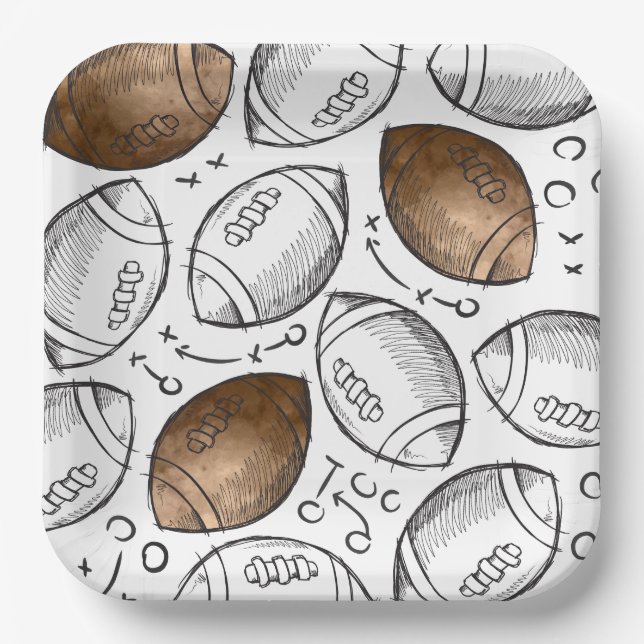 Watercolor Football Paper Plates (Front)