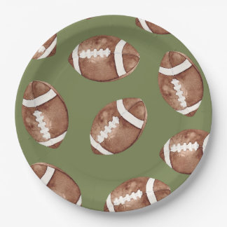 Watercolor Football Party Paper Plates