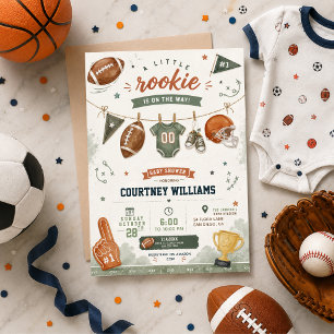 watercolor football soccer baby shower invitation