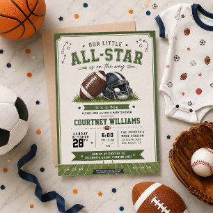 watercolor football soccer baby shower invitation
