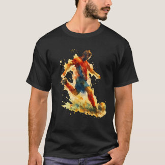 Watercolor Football Tee – Dynamic Soccer Art Shirt