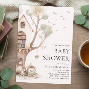 Watercolor Forest A New Chapter Begins Baby Shower Invitation