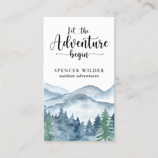 Watercolor Forest Adventure Nature Guide Business Card (Front)