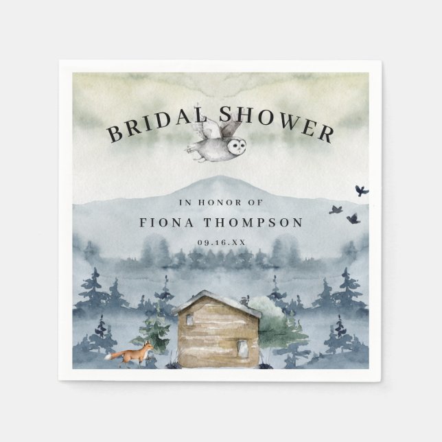 Watercolor Forest Animals Bridal Shower Napkin (Front)