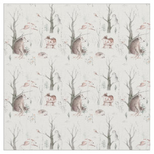 Watercolor Forest Animals Fabric