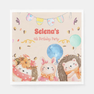 Watercolor forest animals kids Birthday Napkin