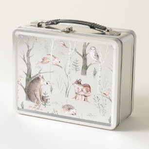 Watercolor Forest Animals  Metal Lunch Box