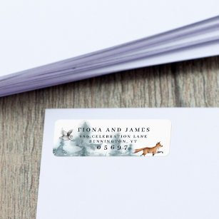 Watercolor Forest Animals Return Address