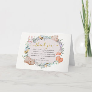 Watercolor Forest Animals Rustic Boho Baby Shower Thank You Card