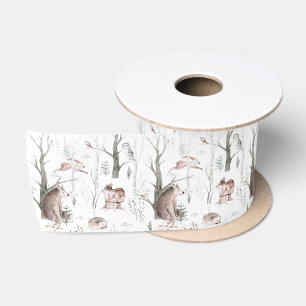 Watercolor Forest Animals Satin Ribbon