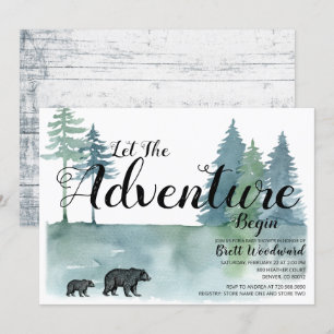 Watercolor Forest Bears Baby Shower Invitation