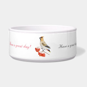 Watercolor forest bird waxwing