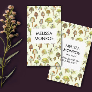 Watercolor Forest Botanical Fungi Mushrooms Nature Business Card