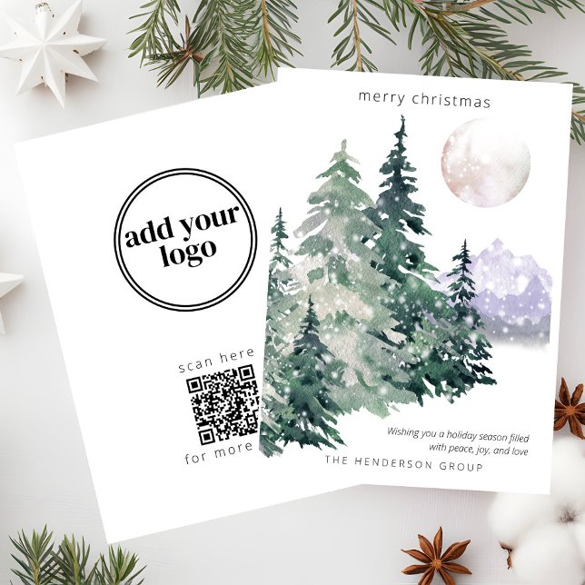 Watercolor Forest Business Christmas Holiday Card (Creator Uploaded)
