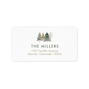 Watercolor Forest Christmas/Holiday Return Address Label