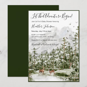 Watercolor Forest Deer Baby Shower Invitation