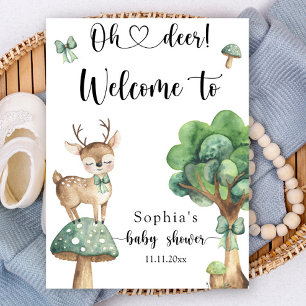 Watercolor forest deer - Welcome baby shower Poster