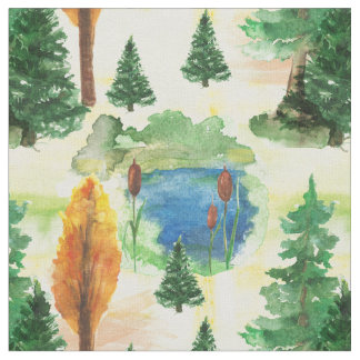 Watercolor forest fabric