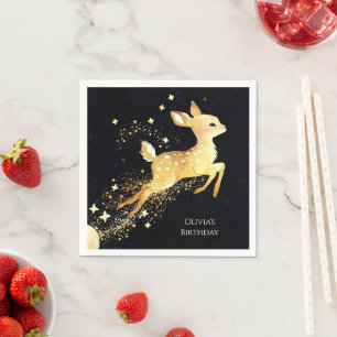 Watercolor Forest Fawn Birthday Napkin