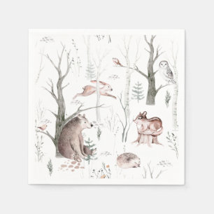 Watercolor Forest Friends Napkin