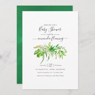 Watercolor Forest Greenery Baby Shower Invitation
