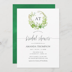 Watercolor Forest Greenery Bridal Shower Invitation