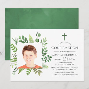 Watercolor Forest Greenery Confirmation Invitation