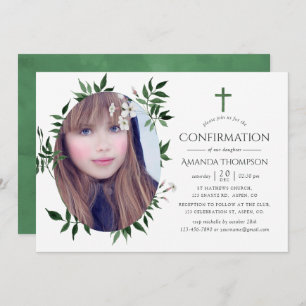 Watercolor Forest Greenery Confirmation Invitation