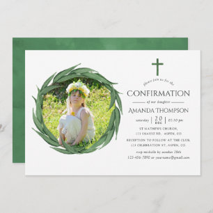 Watercolor Forest Greenery Confirmation Invitation