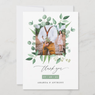 Watercolor Forest Greenery Eucalyptus Wedding Thank You Card