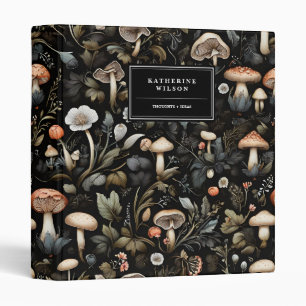 Watercolor Forest Greenery Mushrooms Fall Binder