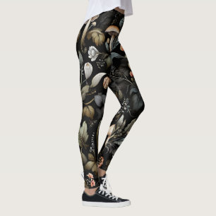Watercolor Forest Greenery Mushrooms Fall Leggings