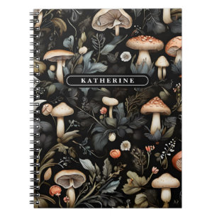 Watercolor Forest Greenery Mushrooms Fall Notebook