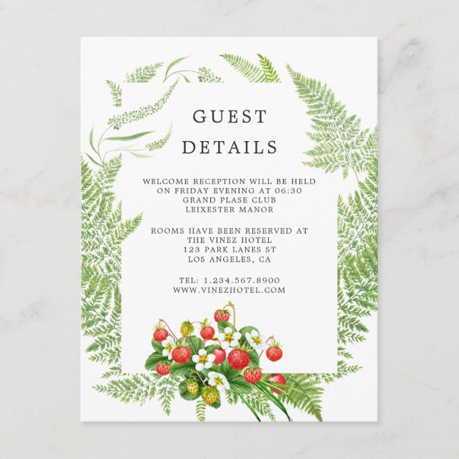 Watercolor Forest Greenery Wedding Guest Details Enclosure Card (Front)