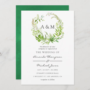 Watercolor Forest Greenery Wedding Invitation