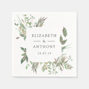 Watercolor Forest Greenery Wedding Napkin